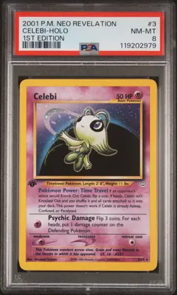 2001 POKEMON NEO REVELATION 1ST ED #3 CELEBI-HOLO PSA 8 - Image 1