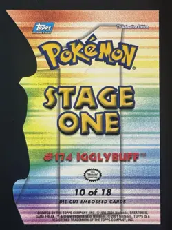 Pokemon Igglybuff #174 Topps Johto League Champions Die Cut Embossed - Image 2