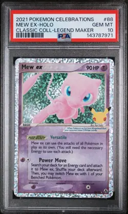 MEW EX HALO 2021 POKEMON CELEBRATIONS CLASSIC COLLECTION #88 PSA 10 - Image 1