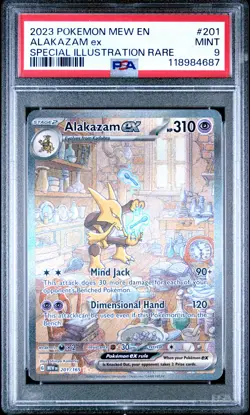 2023 POKEMON MEW EN-151 SPECIAL ILLUSTRATION RARE #201 ALAKAZAM EX PSA 9 - Image 1