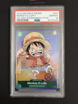 2023 One Piece EN Monkey D. Luffy P-037 1st Anniversary Tournament #2 PSA10 -WZY - Image 1