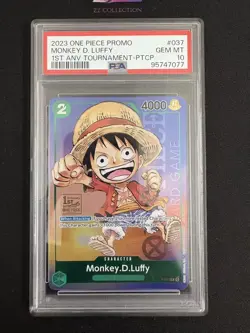 2023 One Piece EN Monkey D. Luffy P-037 1st Anniversary Tournament #1 PSA10 -WZY - Image 1