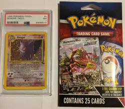 1999 Pokemon Fossil TCG GENGAR-HOLO Card #5 PSA 7 +BONUS PACK! - Image 1