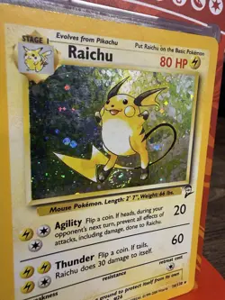 Pokemon TCG Raichu Holo Rare Card 16/130 Base Set 2 - Image 2