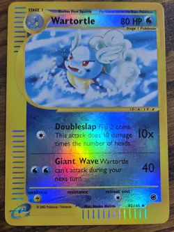 Pokemon Base Set Expedition # 92/165 Reverse Holo WARTORTLE ((not been played)) - Image 1