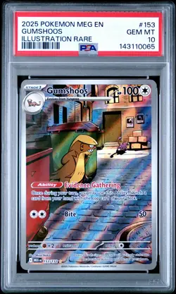 2025 POKEMON MEG EN-MEGA EVOLUTION ILLUSTRATION RARE #153 GUMSHOOS PSA 10 - Image 1