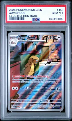 2025 POKEMON MEG EN-MEGA EVOLUTION ILLUSTRATION RARE #153 GUMSHOOS PSA 10 - Image 1