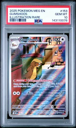 2025 POKEMON MEG EN-MEGA EVOLUTION ILLUSTRATION RARE #153 GUMSHOOS PSA 10 - Image 1