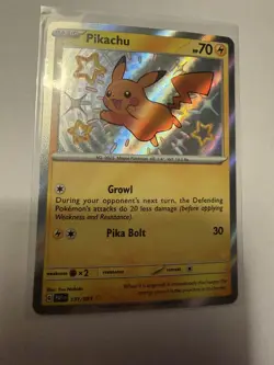 Shiny Pikachu 131/091 SV: Paldean Fates Holo NM Pack Fresh Pokemon TCG - Image 1