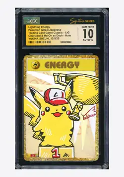Pokemon CGC 10 GEM AUTO 10 Lightning Energy Holo Yukina Suzuki 2023 #LIG CLL JPN - Image 1