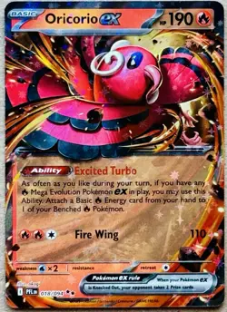 POKEMON TCG PHANTASMAL FLAMES ORICORIO EX DOUBLE RARE HOLO 018/094 NM+ - Image 1