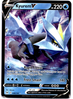 Pokemon TCG Kyurem V 048/196 Lost Origin Holo Rare Near Mint - Image 1