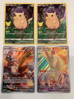 (4 Cards) Pokemon Pikachu - Rapidash - Blaziken card lot Black Star Promo - Image 1