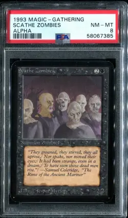 PSA 8 1993 MTG Magic The Gathering Alpha #125 Scathe Zombies Pop12 - Image 1