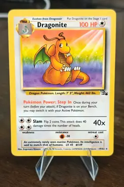 Pokemon TCG Dragonite 19/62 Fossil Non-Holo Rare LP - Image 1