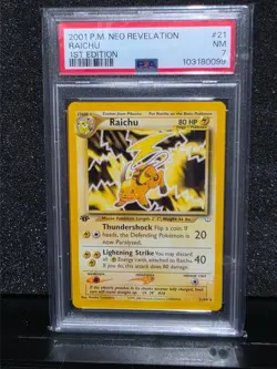Pokemon 1st Edition Raichu Neo Revelation 21/64 PSA 7 NM - Image 1
