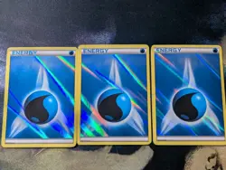 Pokemon Water Energy Black & White Reverse Holo X3 Played - Image 1