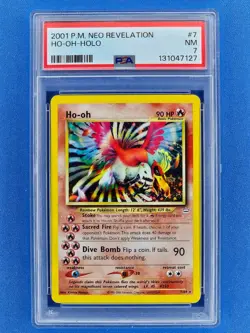 2001 Pokemon Neo Revelation #7 Ho-Oh Holo Unlimited PSA 7 - Image 1