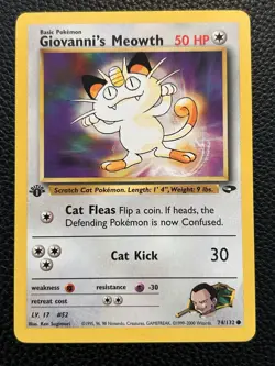 Pokemon TCG Giovanni's Meowth Gym Challenge 1st Edition Common Card 74/132 Mint - Image 1