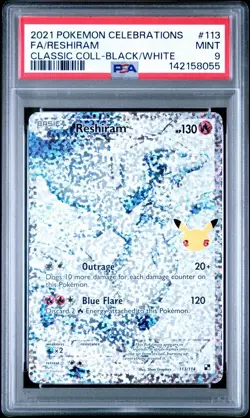 PSA 9 RESHIRAM 113/114 FULL ART CELEBRATIONS CLASSIC COLLECTION POKEMON 🔥 - Image 1