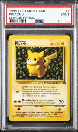1999 POKEMON LEAGUE PROMO #1 PIKACHU PSA 9 - Image 1