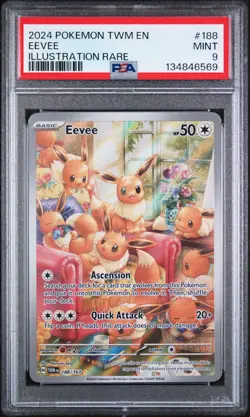 PSA 9 2024 POKEMON TWM EN-TWILIGHT MASQUERADE ILLUSTRATION RARE EEVEE 188 - Image 1
