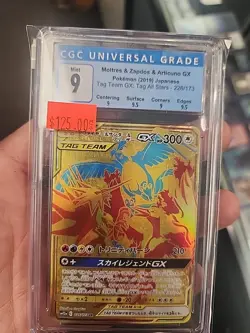 2019 Pokemon Japanese S & M Moltres Zapdos Articuno GX Tag Team FA #226 CGC 9 - Image 1