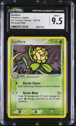 CGC 9.5 MINT+ Sunflora EX Unseen Forces 16/115 Reverse Holo STAMPED Pokemon Card - Image 1