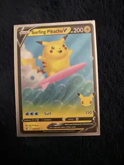 Pokemon Surfing Pikachu V & Pikachu VMAX Celebrations Promo Foil Cards Lot of 2 - Image 3