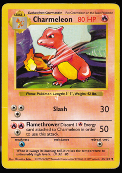 Charmeleon 24/102 Shadowless Base Set 1999 Pokemon TCG Card HP - Image 1