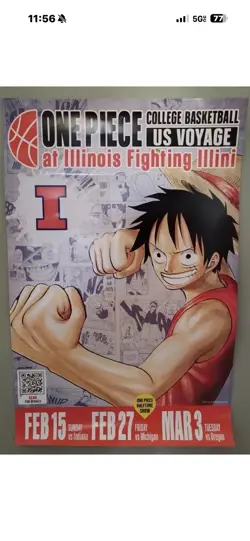 2 Illinois One Piece College Basketball Cards And 2 Poster Monkey D Luffy - Image 3