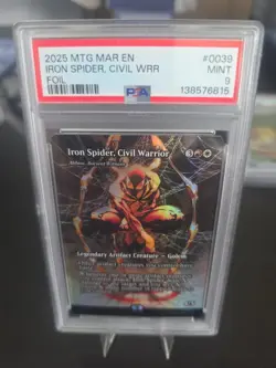 2025 MTG MARVEL'S SPIDER-MAN: SOURCE MAT FOIL IRON SPIDER, CIVIL WARRIOR PSA 9 - Image 3