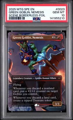 PSA 10 GREEN GOBLIN, NEMESIS SCENE BORDERLESS 2025 MTG MARVEL'S SPIDER-MAN EN - Image 1