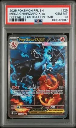 2025 POKEMON PFL EN-PHANTASMAL FLAMES #125 MEGA CHARIZARD X EX PSA 10 - Image 1