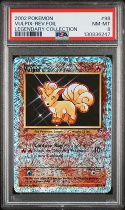2002 POKEMON LEGENDARY COLLECTION #98 VULPIX-REVERSE FOIL PSA 8 - Image 1