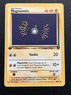 Pokemon TCG Team Rocket Unlimited Magnemite 60/8 Common WOTC Regular 1st Edition - Image 1