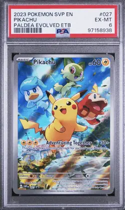 2023 POKEMON SVP EN-SV BLACK STAR PROMO #027 PIKACHU PALDEA EVOLVED ETB - PSA 6 - Image 1