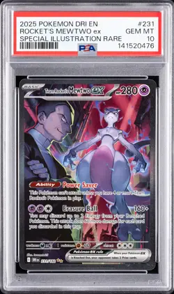 2025 POKEMON DRI EN-DESTINED RIVALS #231 TEAM ROCKET'S MEWTWO EX PSA 10 - Image 1