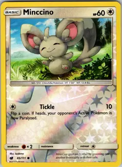 Minccino 85/111 SM - Crimson Invasion Pokemon TCG LP-NM - Image 1