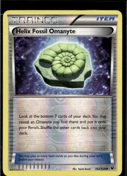 Pokemon Helix Fossil Omanyte 102/124 Fates Collide Reverse Holo Uncommon LP - Image 1