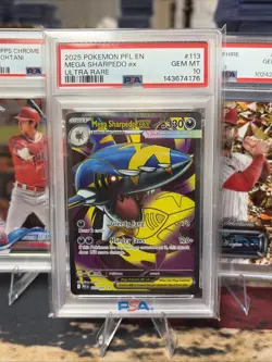 2025 POKEMON PFL EN-PHANTASMAL FLAMES ULTRA RARE #113 MEGA SHARPEDO EX PSA 10 - Image 1