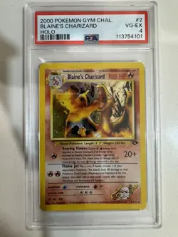 2000 Pokemon Gym Challenge Blaine’s Charizard Holo #2 – PSA 4 - Image 3