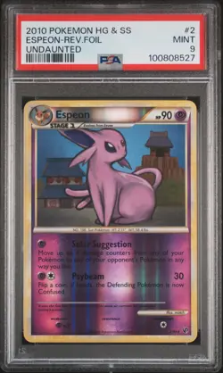 2010 POKEMON UNDAUNTED ESPEON #2 REVERSE HOLO FOIL PSA 9 MINT #100808527 - Image 1