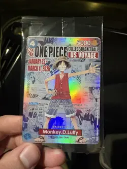 One Piece Monkey D. Luffy US Voyage College Basketball Promo Card Illinois - Image 1
