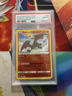 POKEMON CARD 2023 SWORD & SHIELD CROWN ZENITH #020 RADIANT CHARIZARD PSA 10 - Image 1