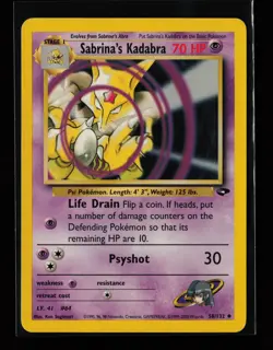 Sabrina's Kadabra 58/132 Uncommon Gym Challenge Pokemon Card - Image 1