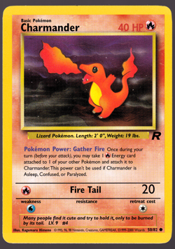 Charmander 50/82 Team Rocket Pokemon Card 2000 LP - Image 1