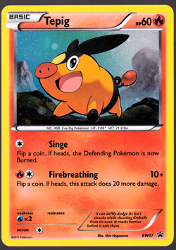 Tepig BW07 Black Star Promo Holo Black & White Pokemon Card 2011 LP - Image 1