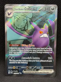 Pokemon TCG TEAM ROCKET’S CROBAT EX 217/182 Destined Rivals Ultra Rare Full Art - Image 1