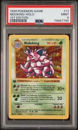 1999 Pokemon 1st Edition Shadowless Base Set Nidoking #11 Holo Rare PSA 9 MINT - Image 1